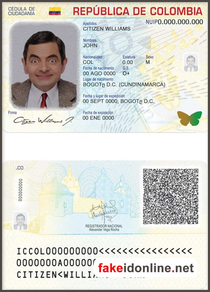 Colombia ID Card PSD Template